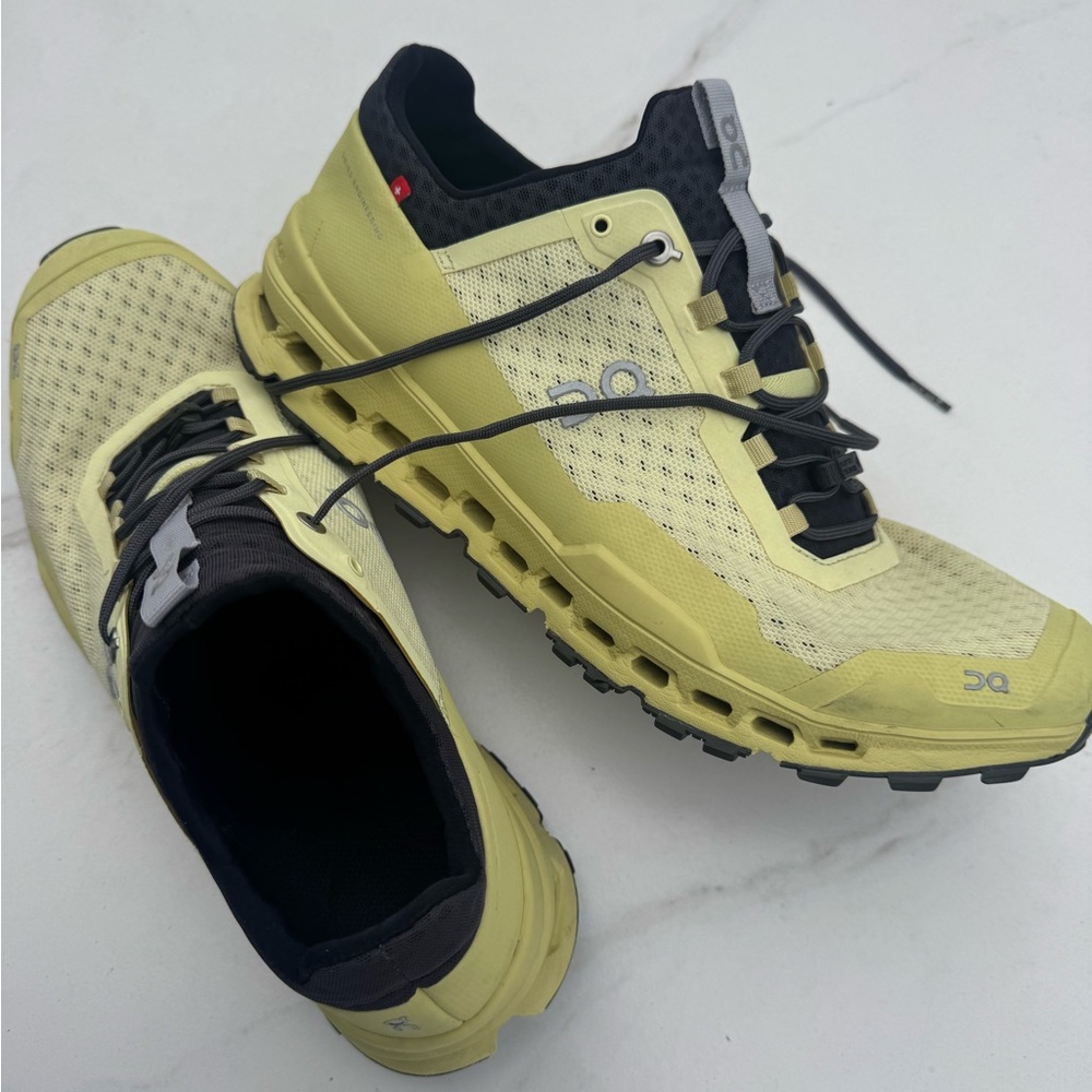 On CloudUltra Running Black and Yellow Athletic Shoes